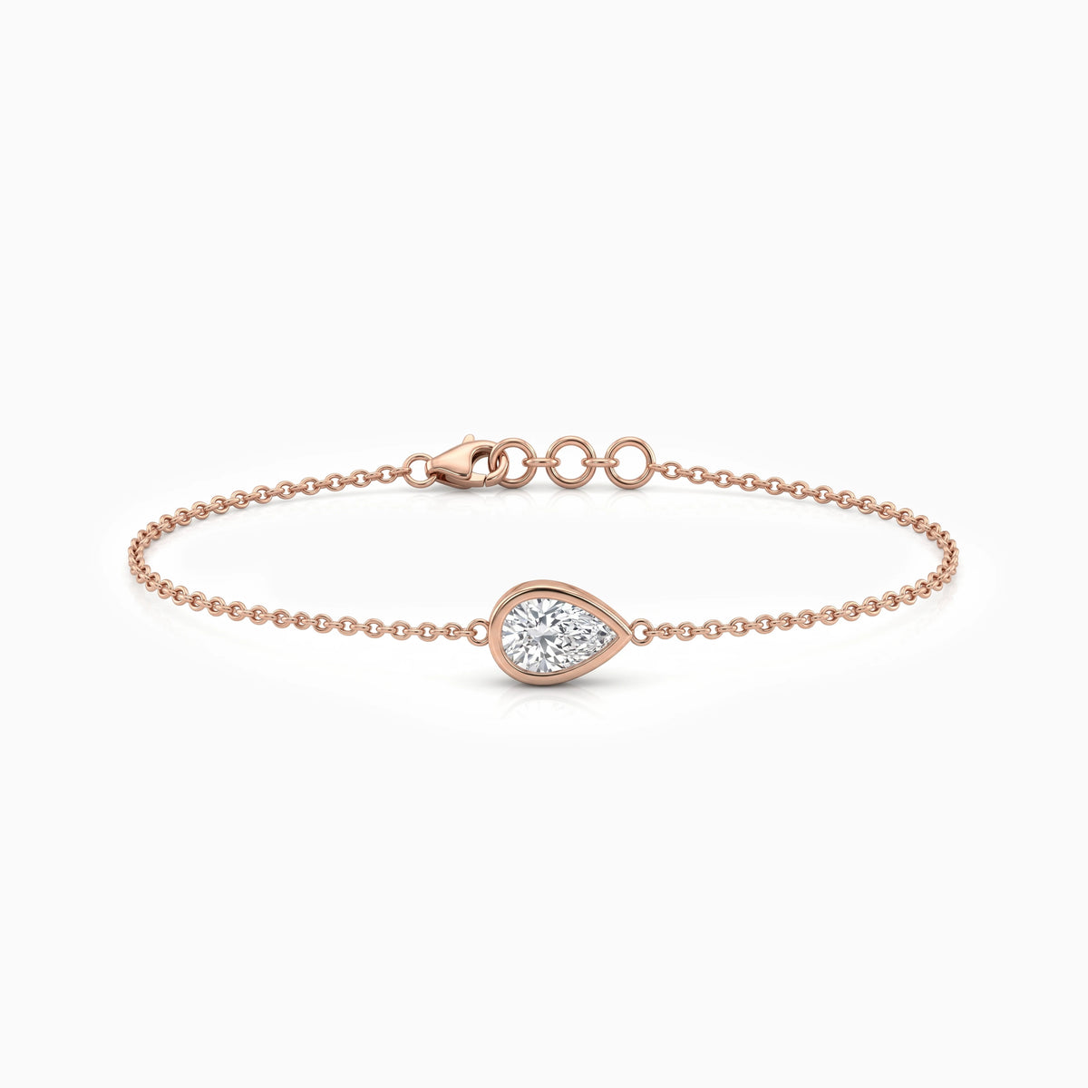 Pear Cut Lab Grown Diamond Solitaire Chain Bracelet Bracelet