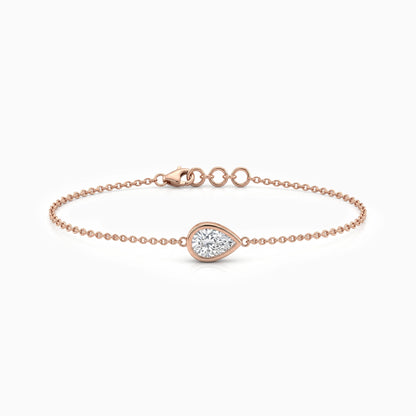 Pear Cut Lab Grown Diamond Solitaire Chain Bracelet Bracelet