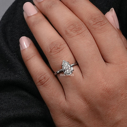 Pear Cut Lab Grown Diamond Solitaire Engagement Ring