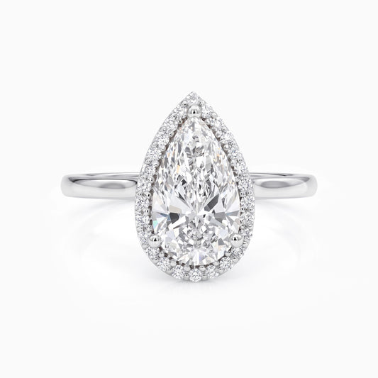 Pear Halo solitaire Diamond Engagement Ring Ring