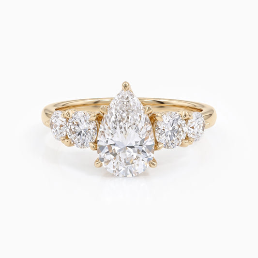 Pear Lab Diamond Five Stone Engagement Ring Ring