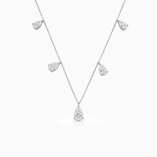 Pear Lab Diamond Station Drop Necklace Pendant