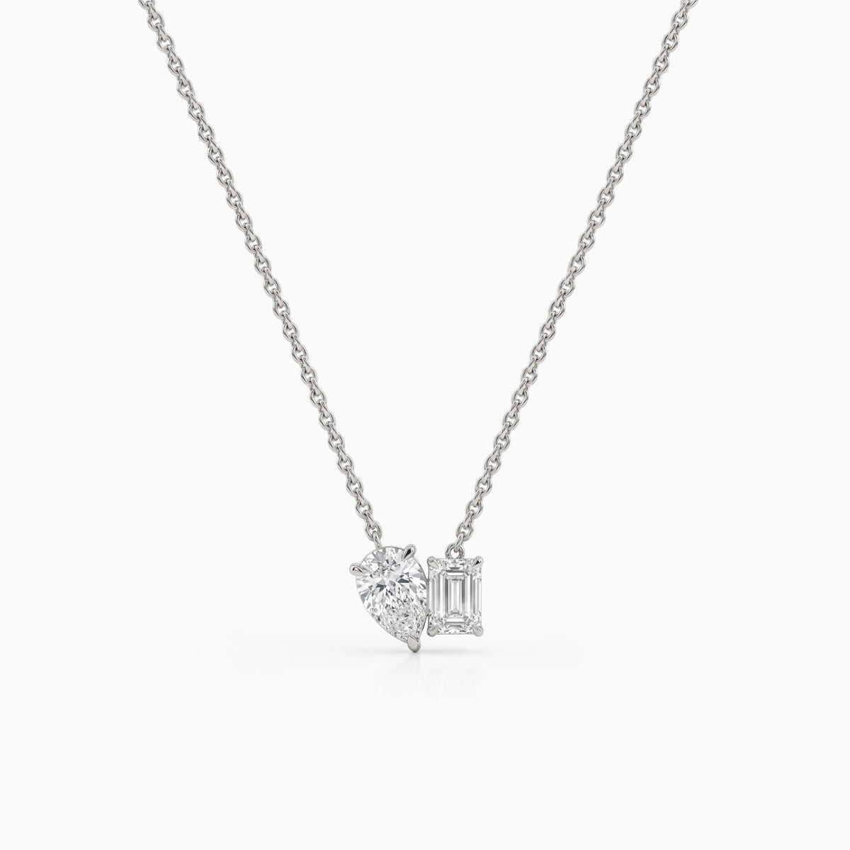 Pear and Emerald Cut Lab Diamond Dual Stone Pendant Pendant