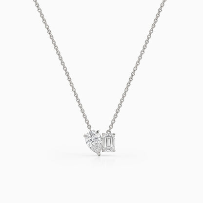 Pear and Emerald Cut Lab Diamond Dual Stone Pendant Pendant