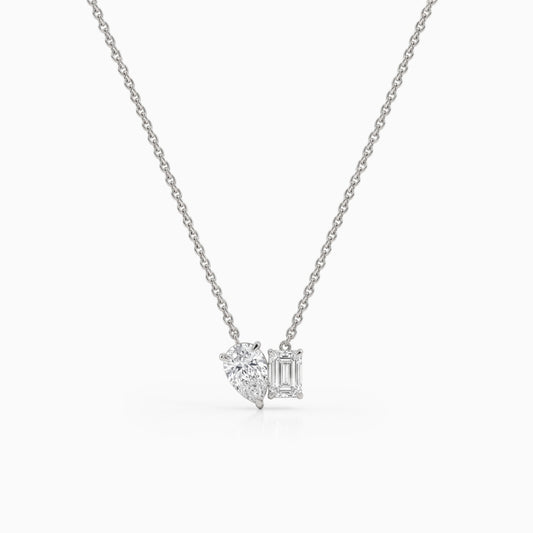 Pear and Emerald Cut Lab Diamond Dual Stone Pendant Pendant