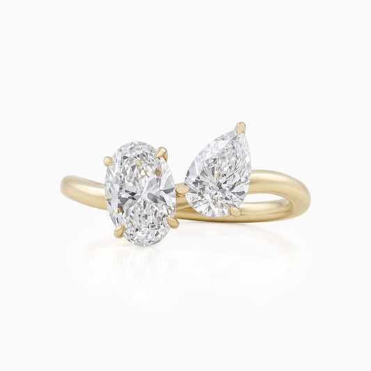 Pear and Oval Cut Lab Diamond Curved Wave Ring Ring
