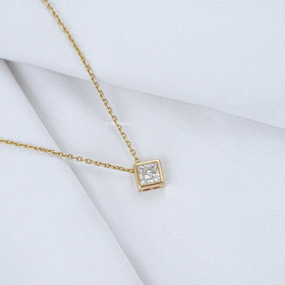 Princess Cut Lab Grown Bezel Set Pendant