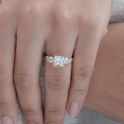 Princess Cut Five Stone Engagement Ring
