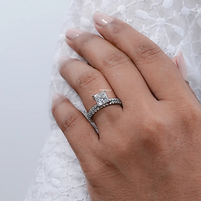 Princess Cut Solitaire Accent Bridal Ring Set