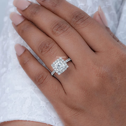 Princess Cut Diamond Halo Engagement Ring