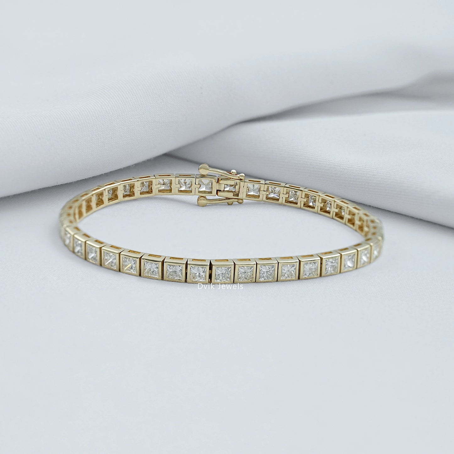 Bezel Set Princess Cut Diamond Tennis Bracelet Bracelet