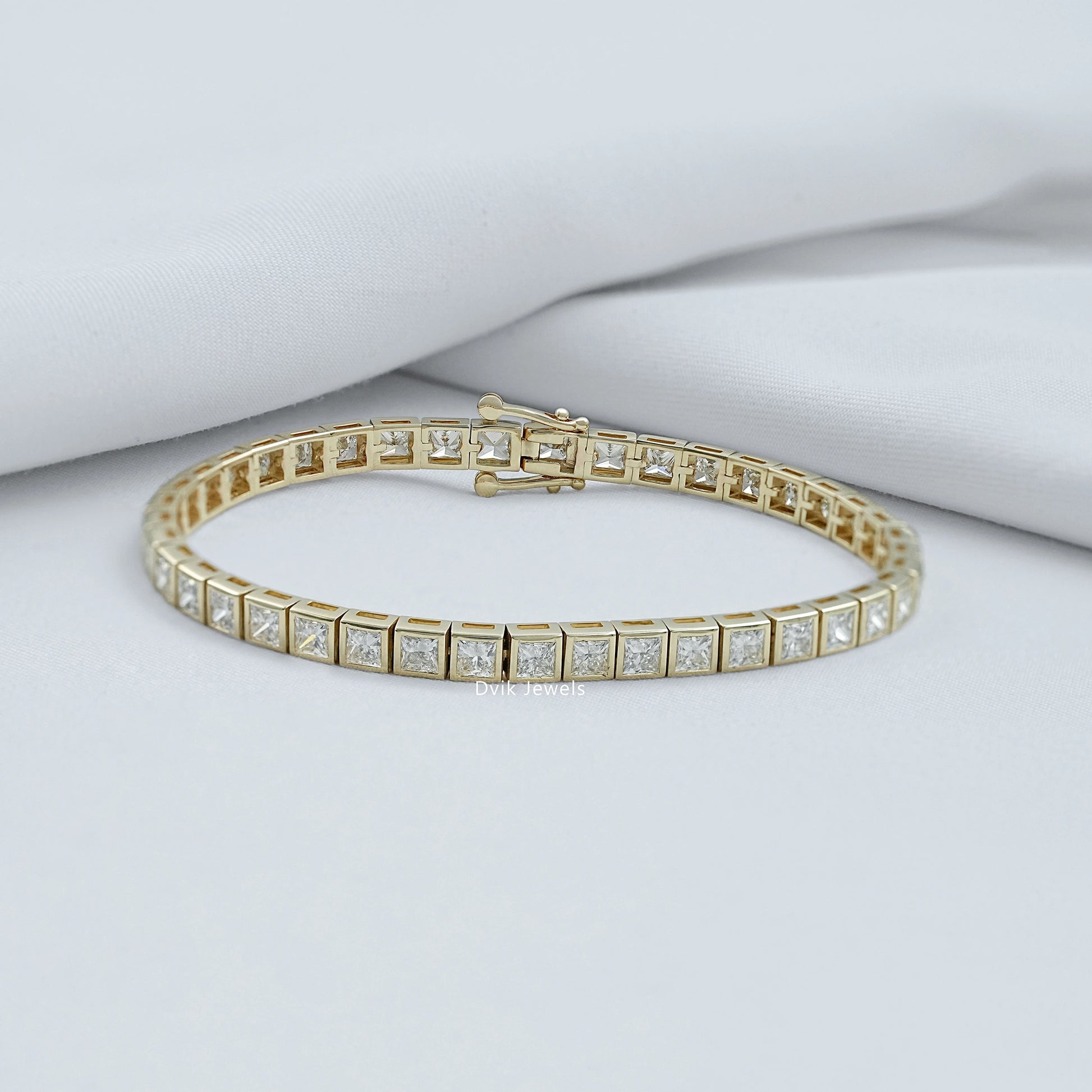 Bezel Set Princess Cut Diamond Tennis Bracelet Bracelet