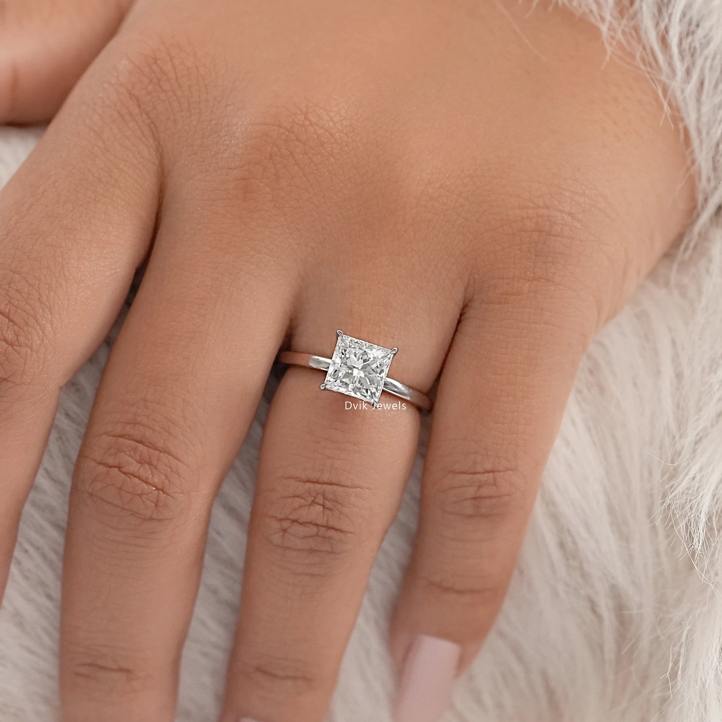 Princess Cut Lab Diamond Tulip Solitaire Ring