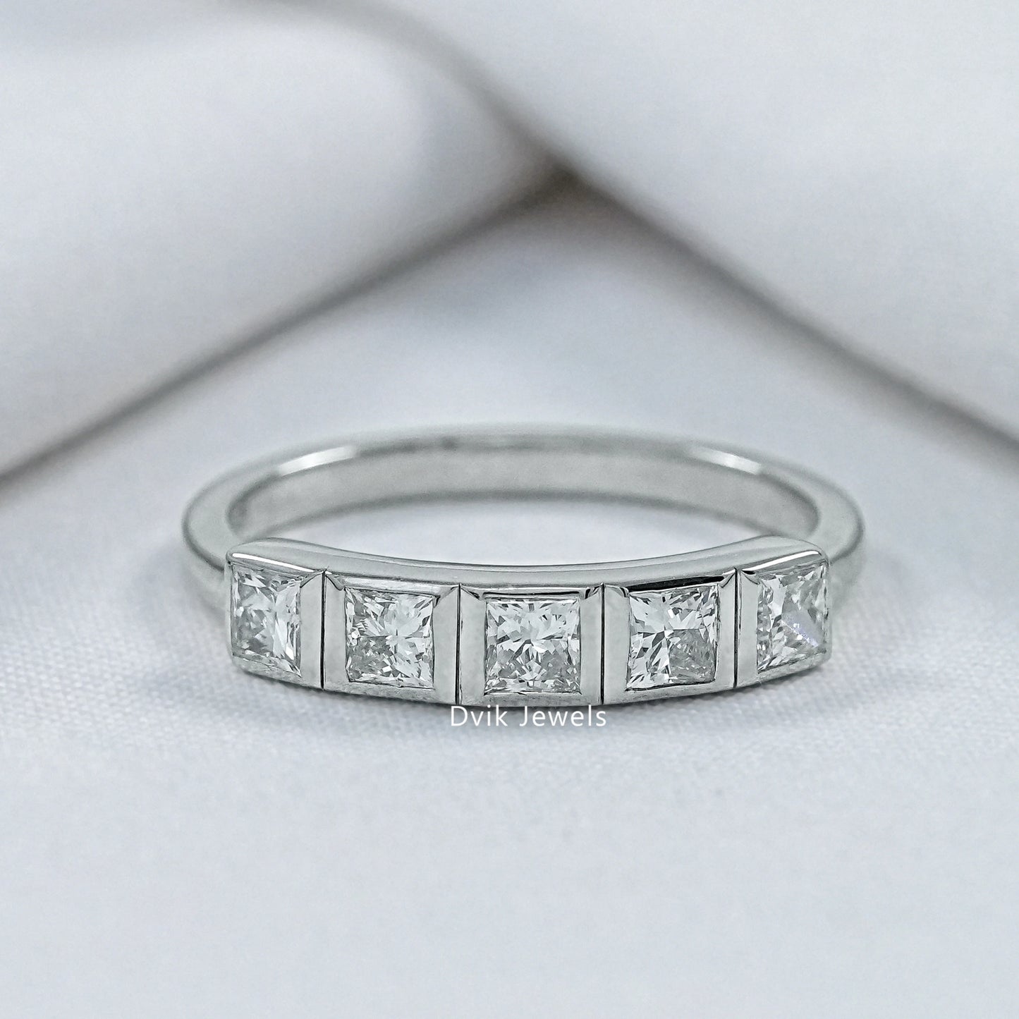 Five Stone Princess Cut Lab Diamond Ring