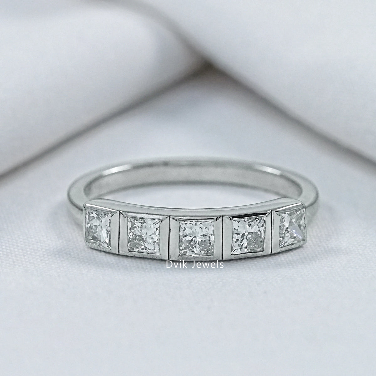 Five Stone Princess Cut Lab Diamond Ring