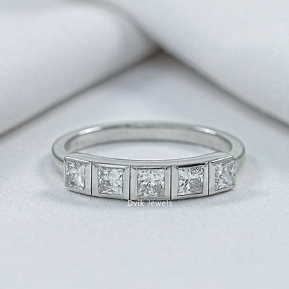 Five Stone Princess Cut Lab Diamond Ring