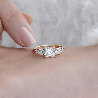 Princess Cut Five Stone Engagement Ring