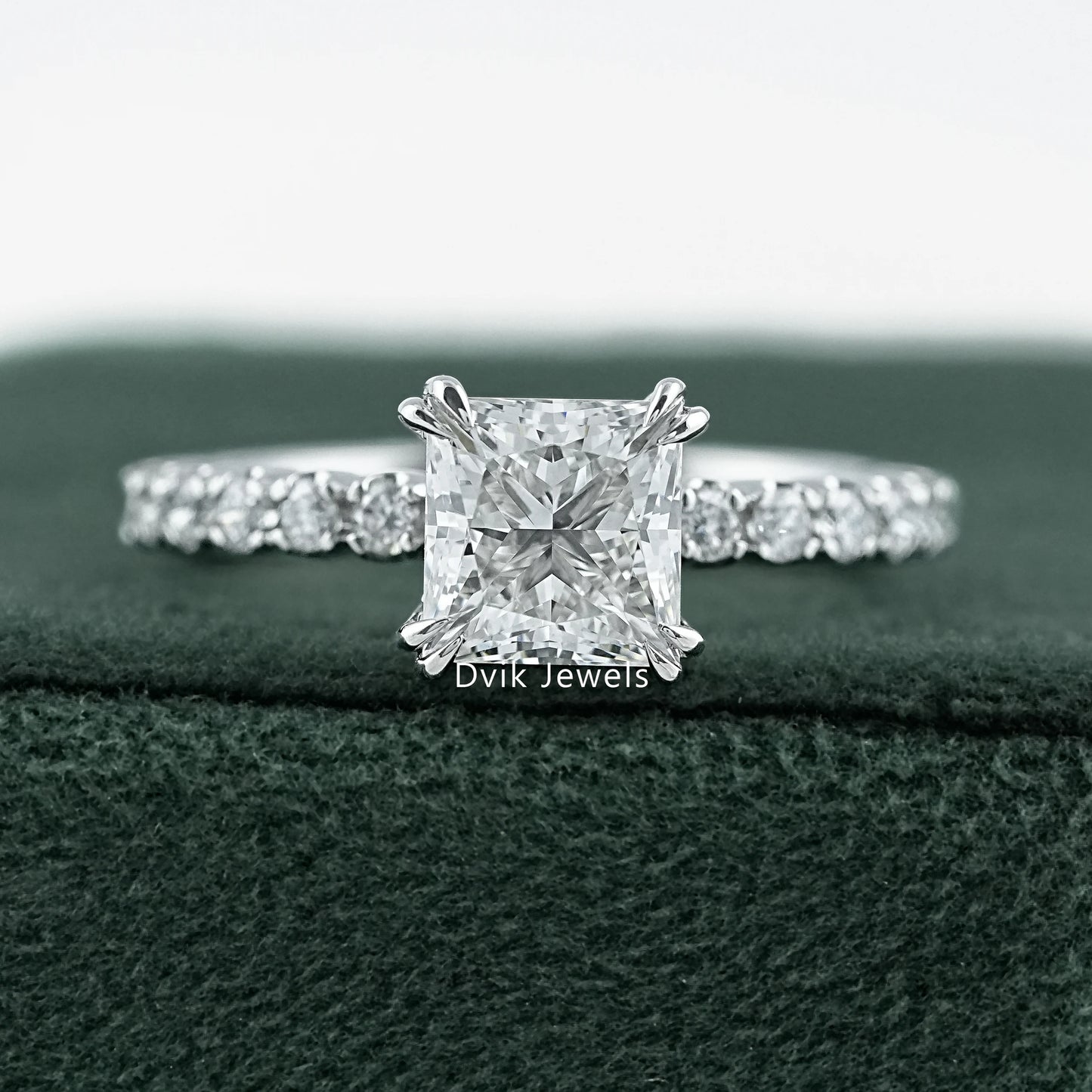 Princess Cut Lab Diamond Accent Ring featuring brilliant sparkle by Dvik Jewels