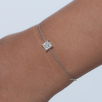 Princess Cut Lab Grown Diamond Solitaire Bracelet