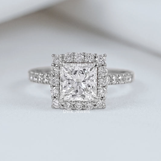 Princess Cut Diamond Halo Engagement Ring