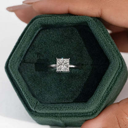 Princess Cut Lab Diamond Tulip Solitaire Ring