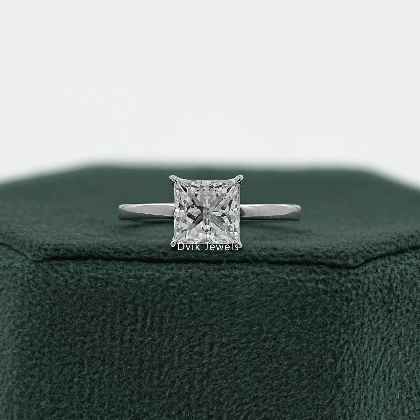 Princess Cut Lab Diamond Tulip Solitaire Ring