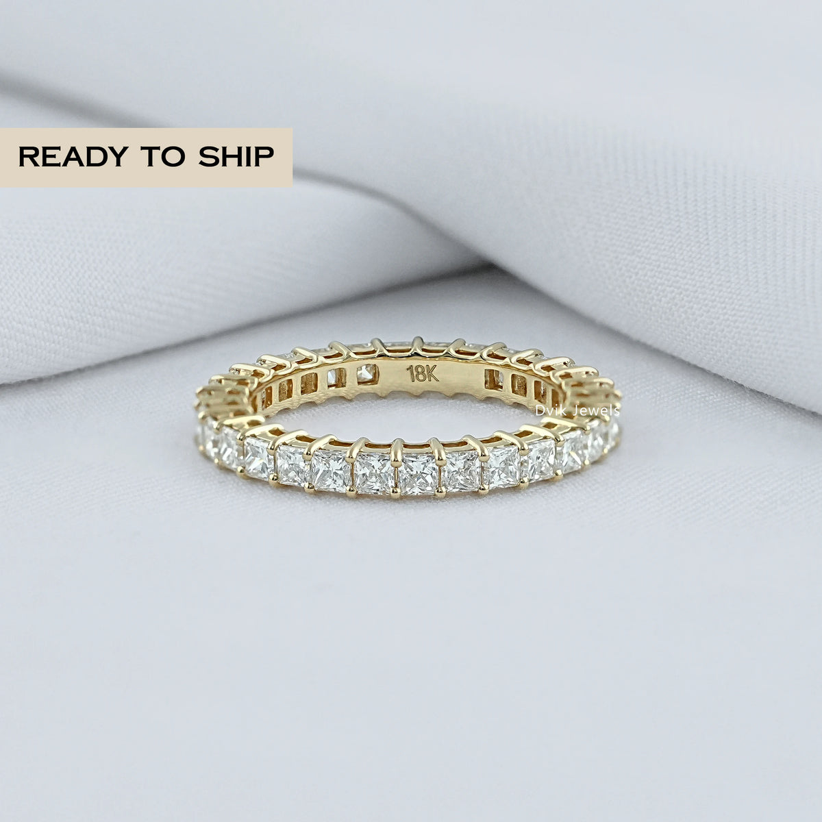 Princess Lab Diamond Eternity Wedding Band