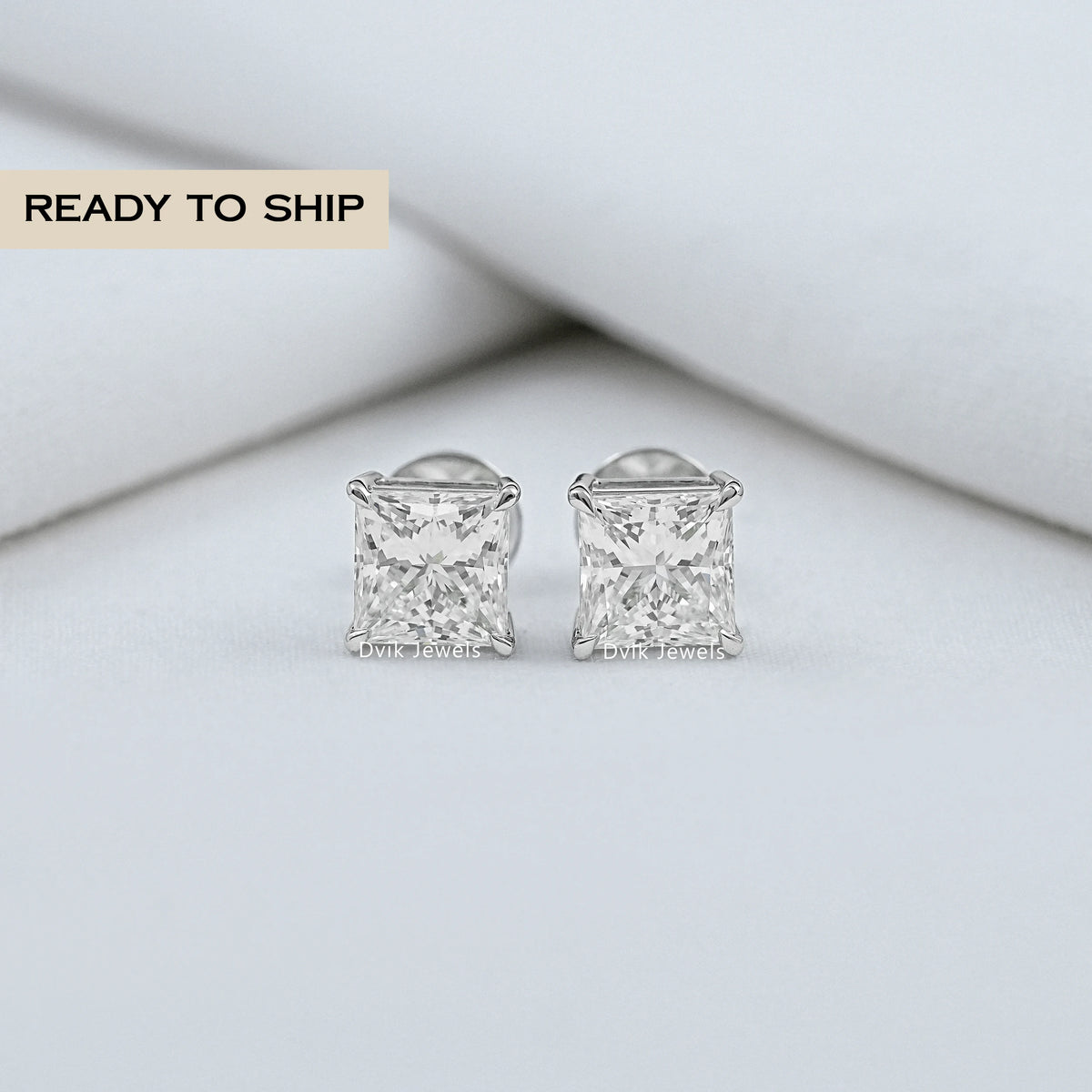 Princess Cut Lab Diamond Stud Earrings