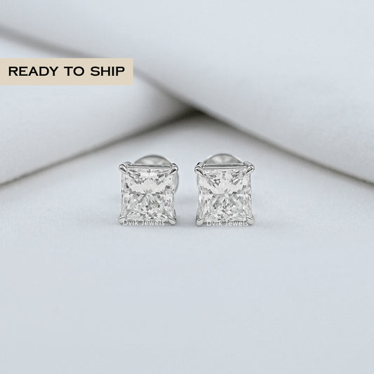 Princess Cut Lab Diamond Stud Earrings