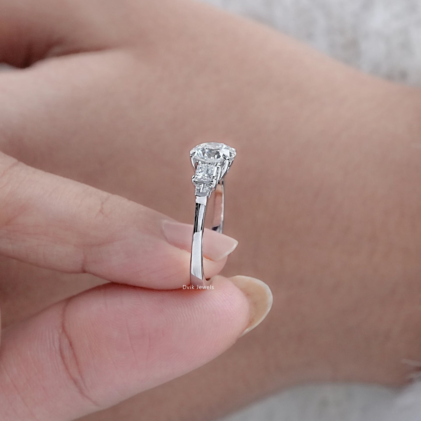 Princess And Round Cut Lab Diamond Five Anniversary Ring