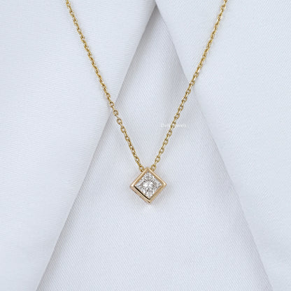 Princess Cut Lab Grown Bezel Set Pendant
