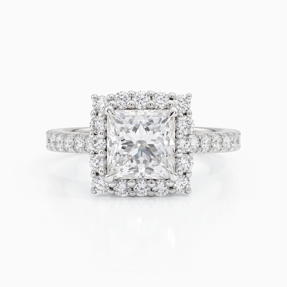 Princess Cut Diamond Halo Engagement Ring Ring