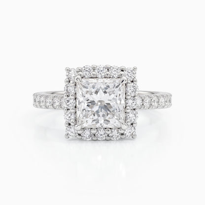 Princess Cut Diamond Halo Engagement Ring Ring
