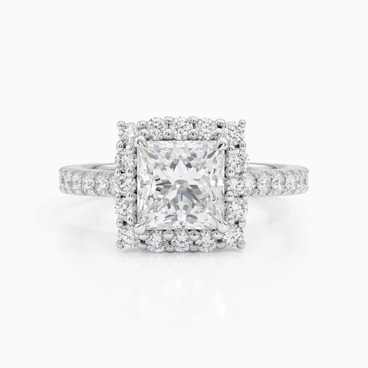 Princess Cut Diamond Halo Engagement Ring