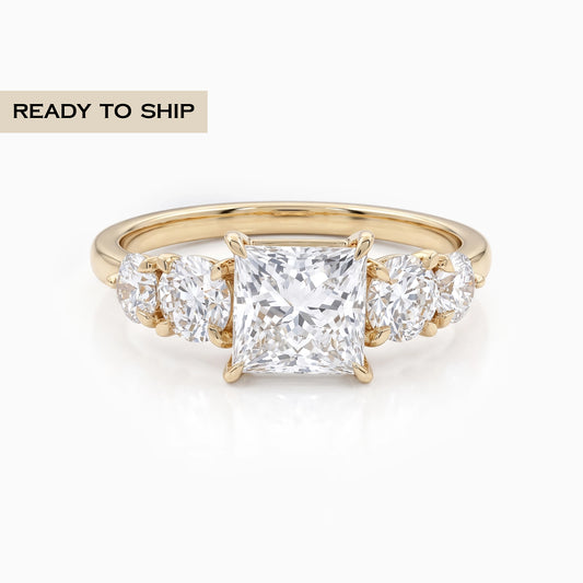 Princess Cut Five Stone Engagement Ring Ring