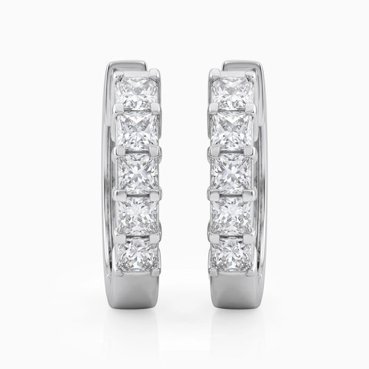 Princess Cut Lab Diamond Hoop Earrings