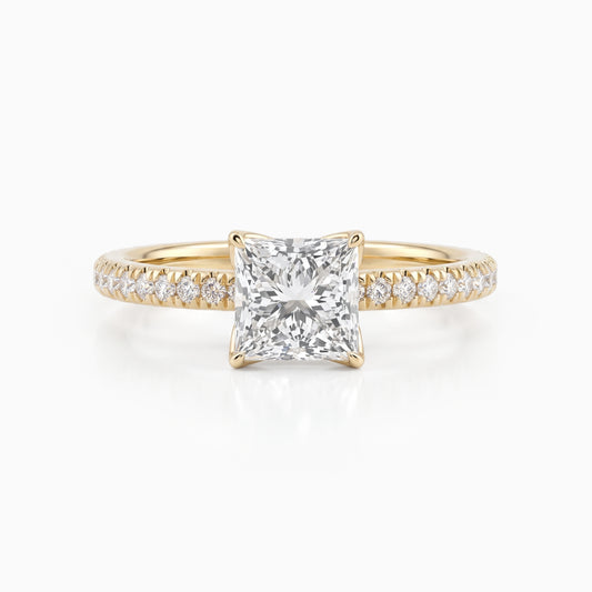 Princess Cut Lab Diamond Solitaire Accent Ring Ring