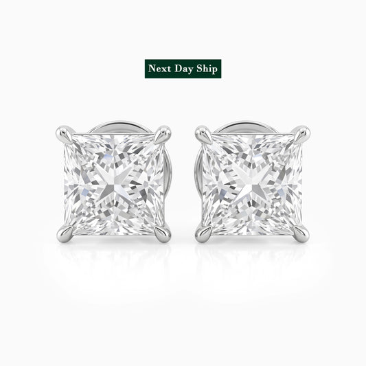Princess Cut Lab Diamond Stud