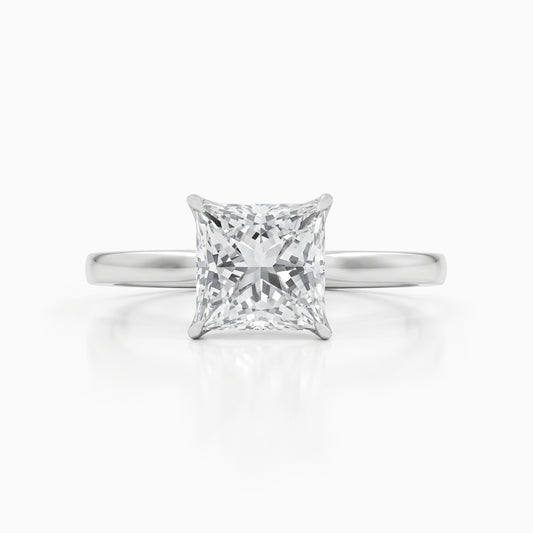 Princess Cut Lab Diamond Tulip Solitaire Ring