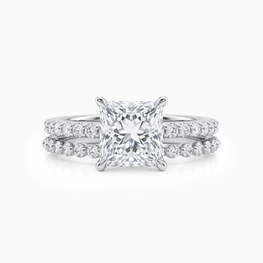 Princess Cut Solitaire Accent Bridal Ring Set