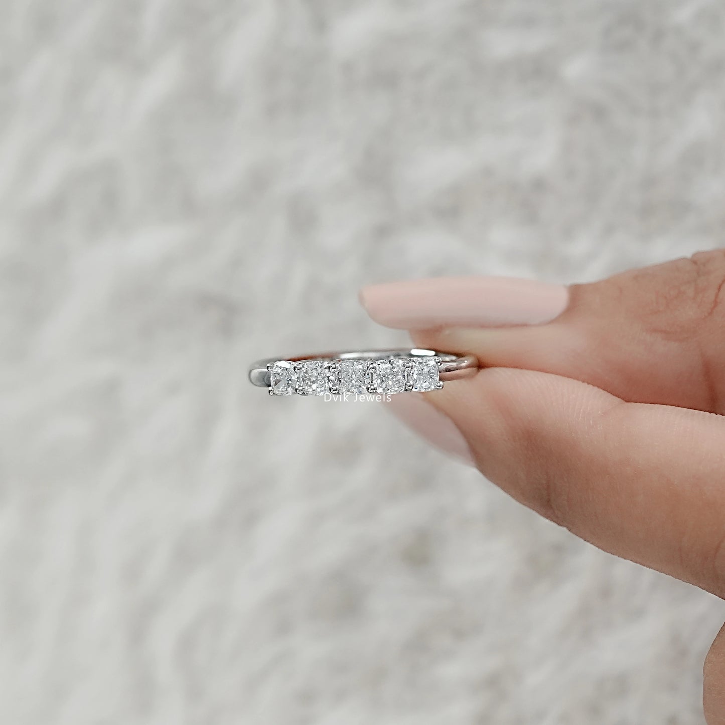 Cushion Cut Five Stone Lab Diamond Ring