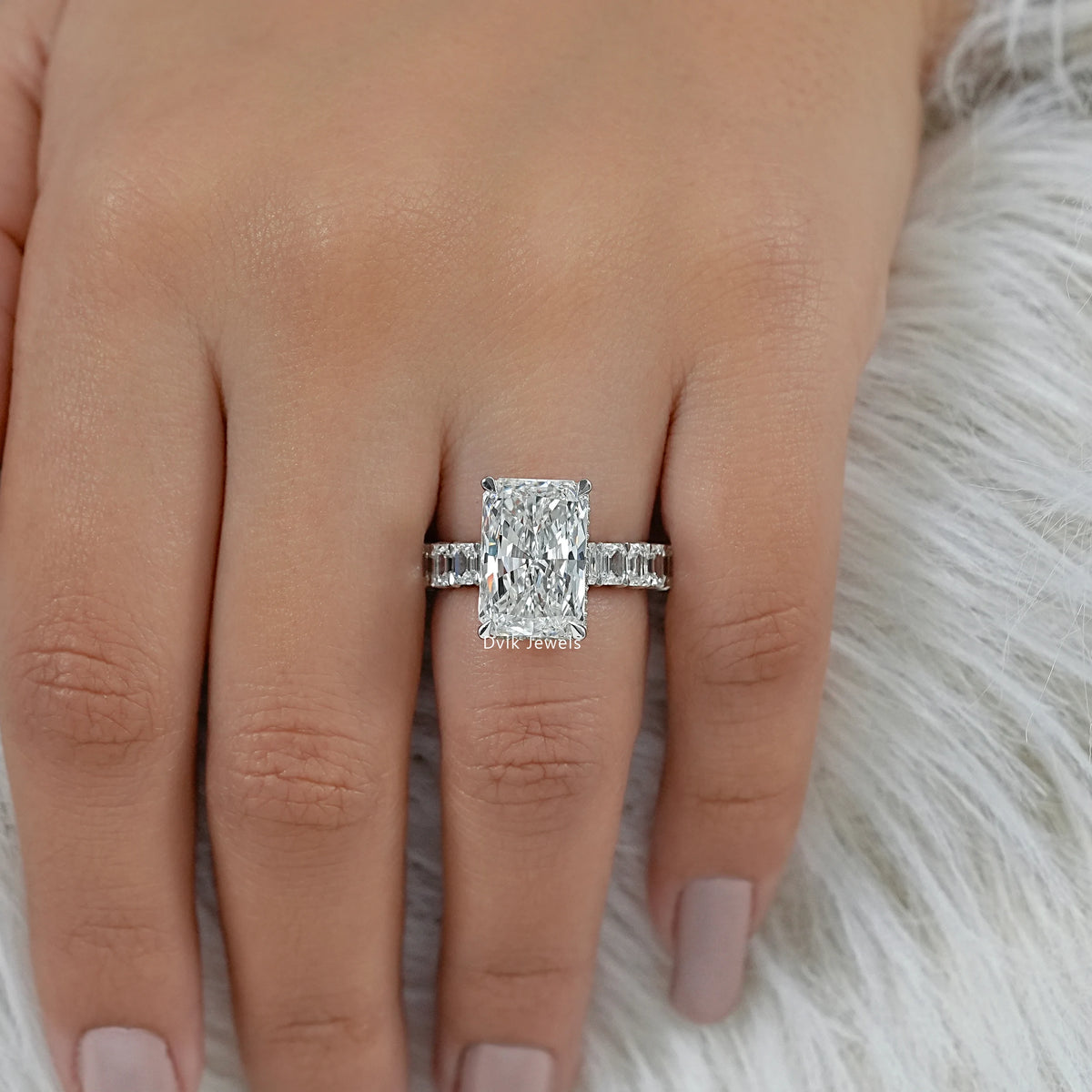 Radiant And Baguette Diamond Engagement Ring