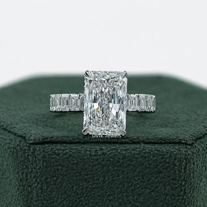 Radiant And Baguette Diamond Engagement Ring