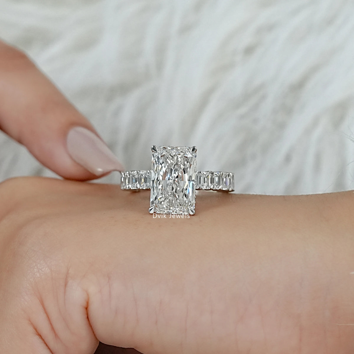 Radiant And Baguette Diamond Engagement Ring