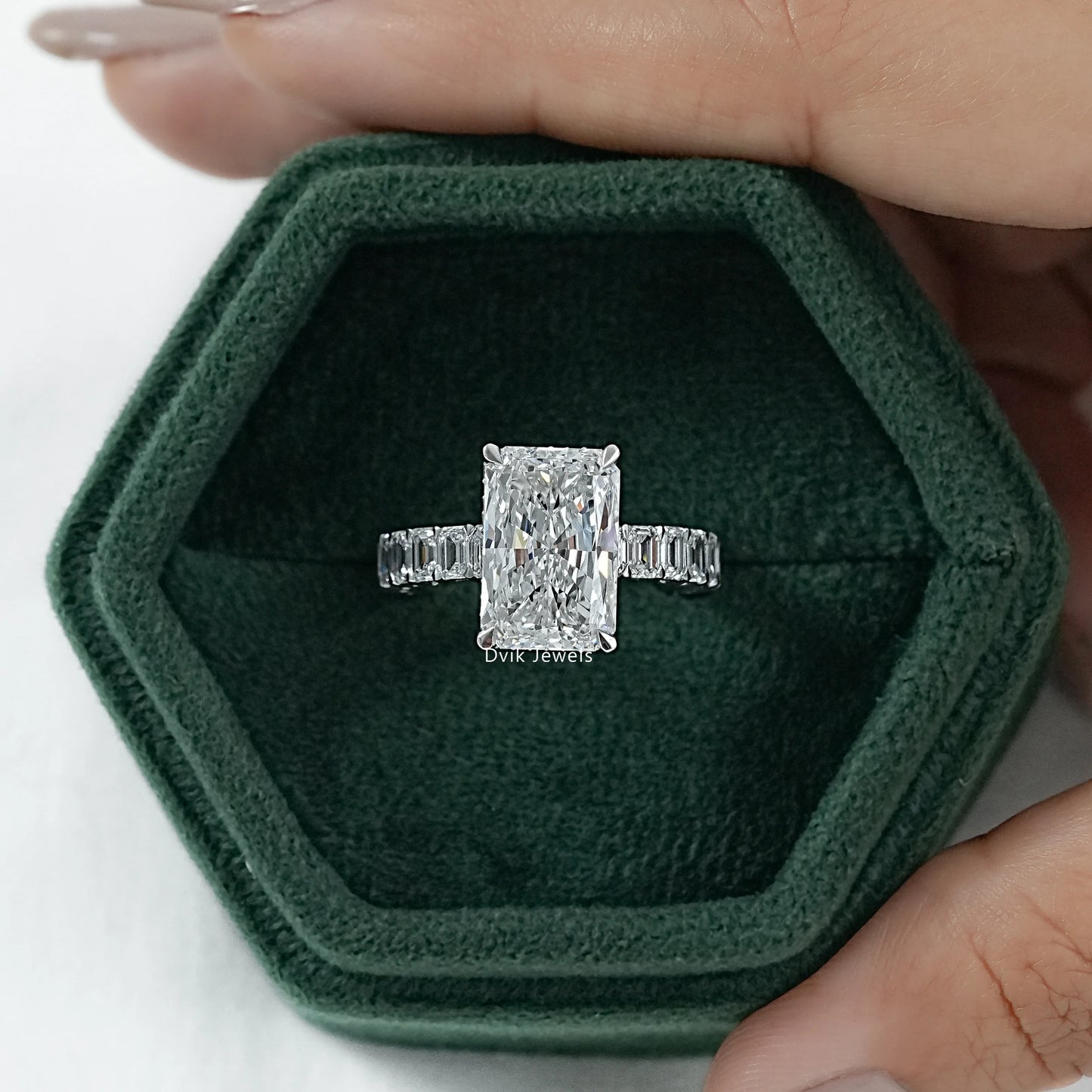 Radiant And Baguette Diamond Engagement Ring