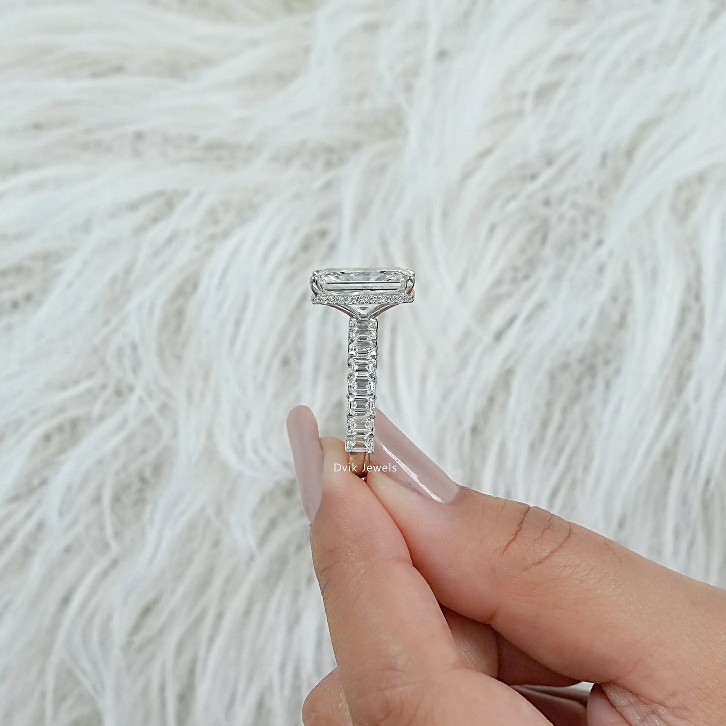 Radiant And Baguette Diamond Engagement Ring
