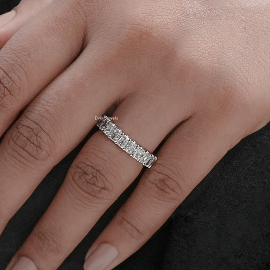 Radiant  Cut Lab  Diamond Eternity Wedding Band