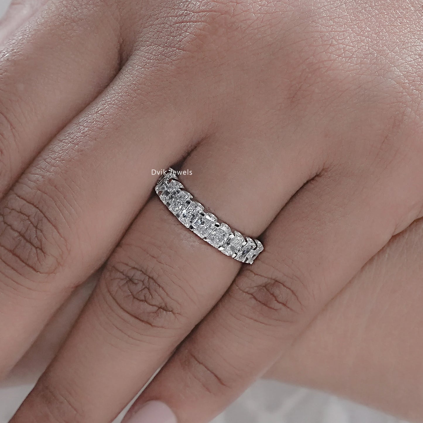 Radiant Cut Lab Diamond Half Eternity Band