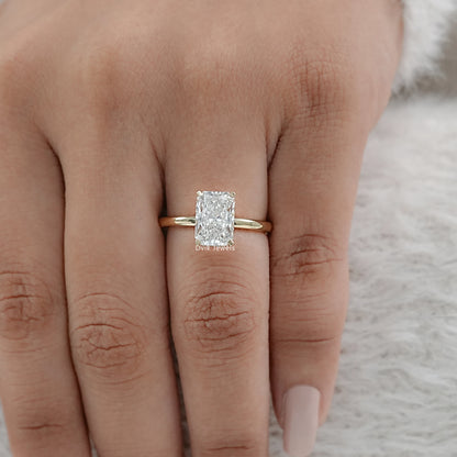 Hidden Halo Radiant Cut Diamond Engagement Ring