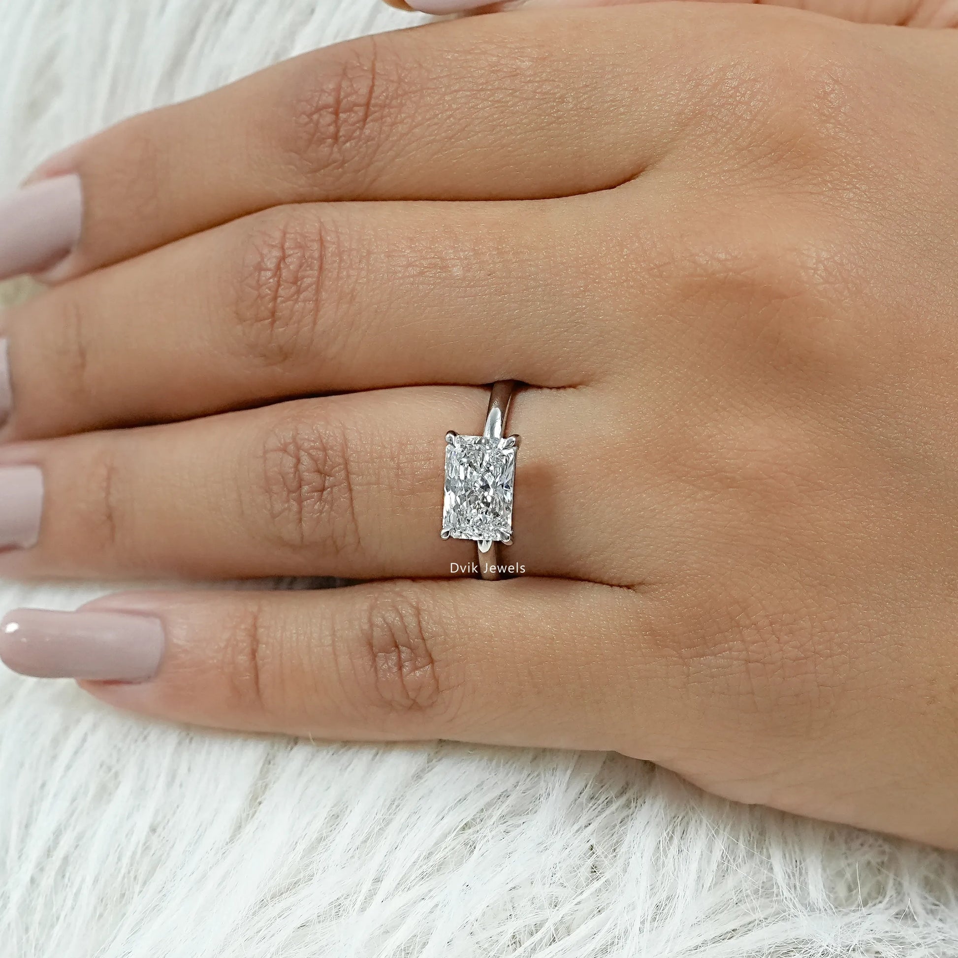 East West Radiant Cut Solitaire Engagement Ring Ring